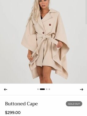 Aleeza Paris | Pancho Cream Ivory Belted Cape Coat Pancho SOLD OUT $299!!!